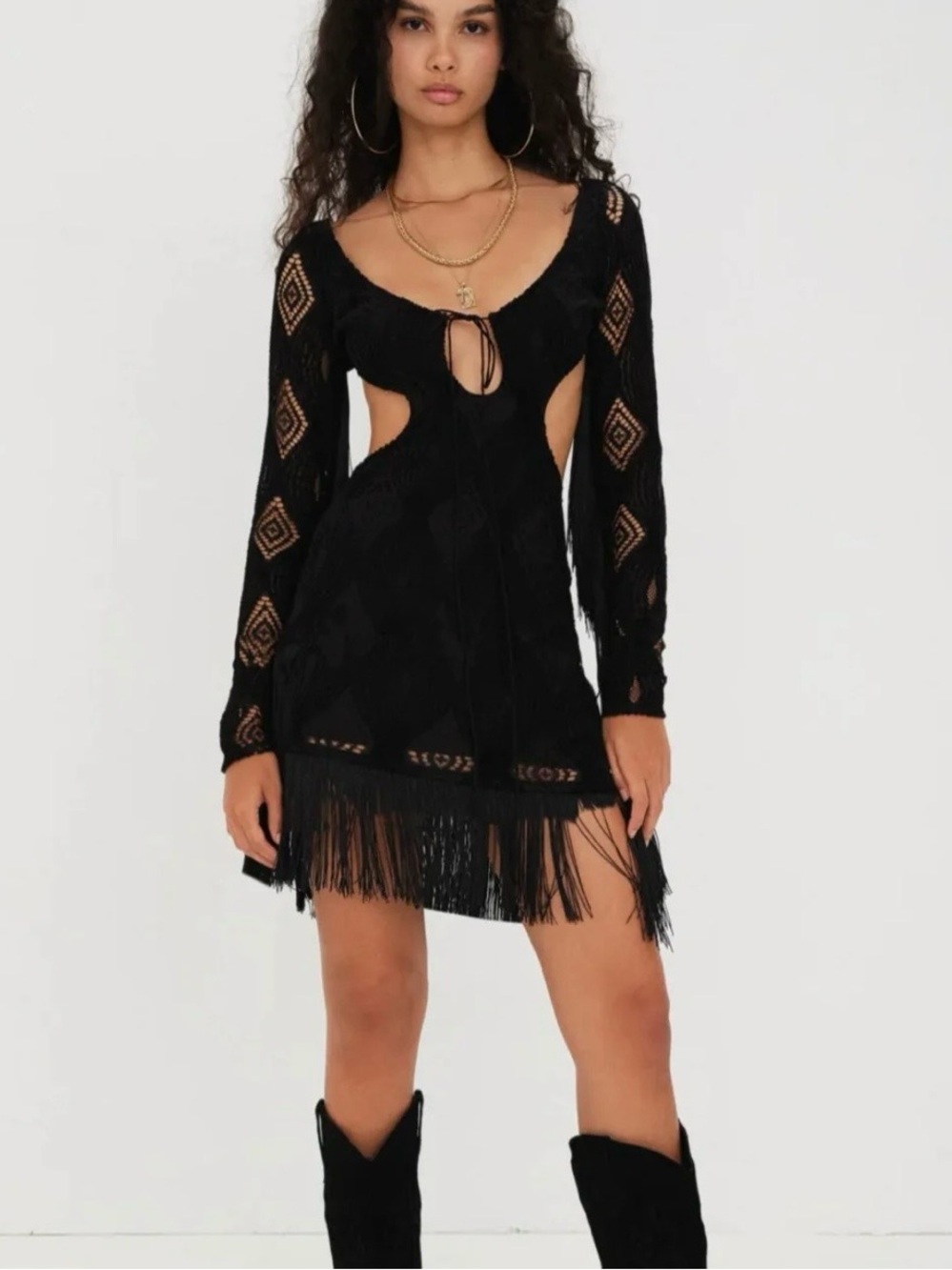 For Love & Lemons Aubrey Fringe Mini Dress
